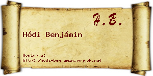Hódi Benjámin névjegykártya